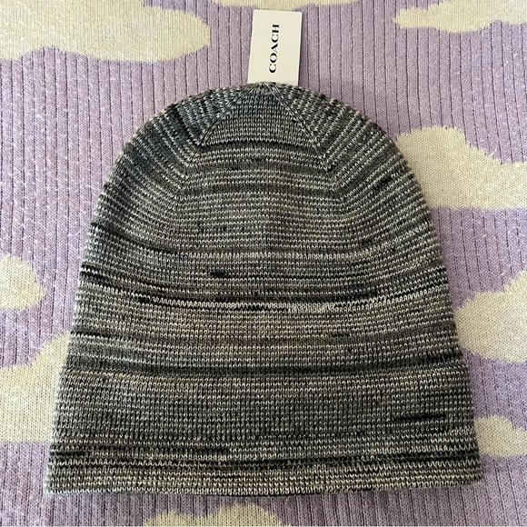 NWT Coach Signature C Wool Blend Black White Knit Beanie Hat - Picture 4 of 7